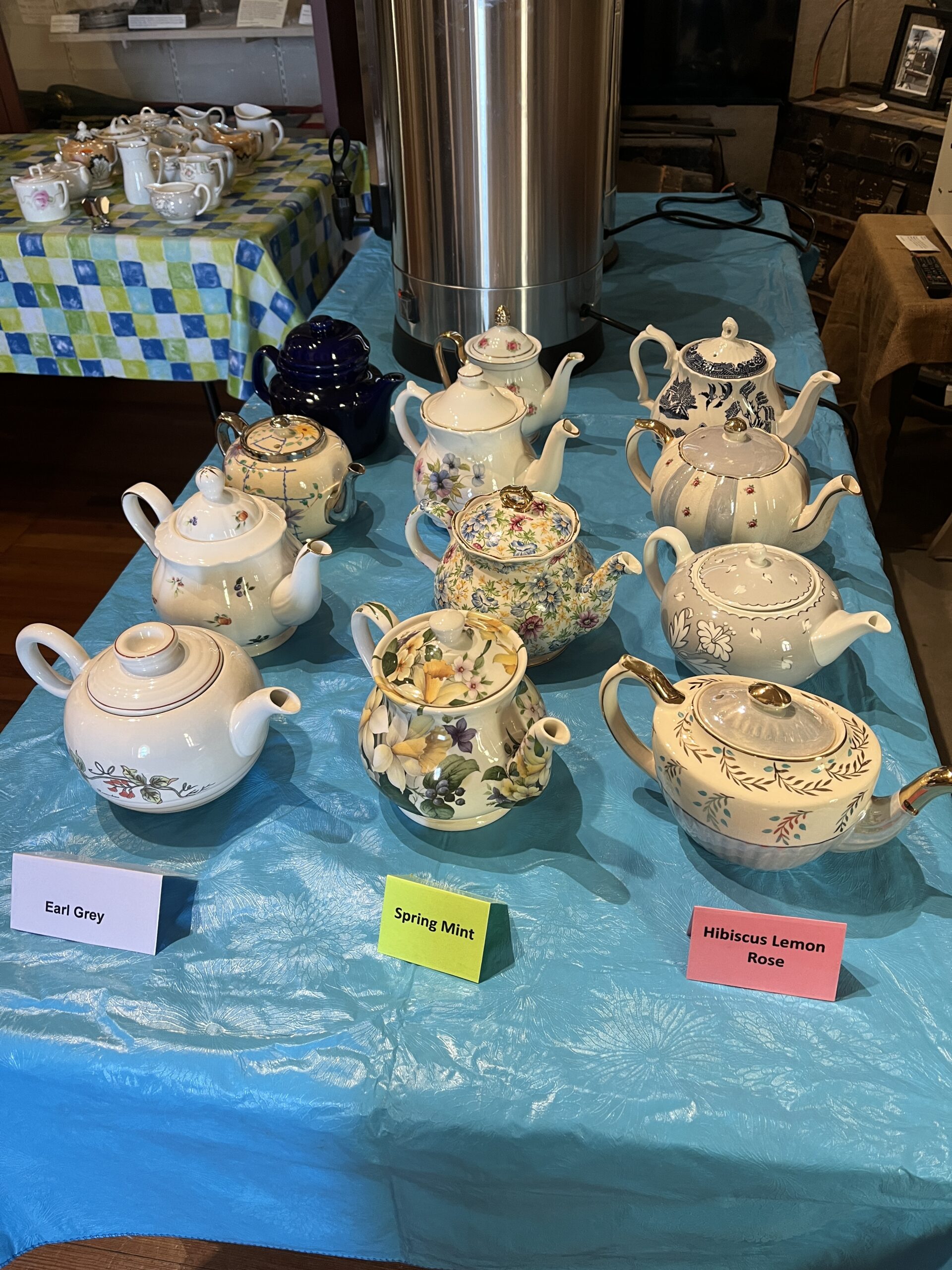 A sample of the tea selections you might find at one of our teas. This one is from our fifth tea held March 27, 2025.
